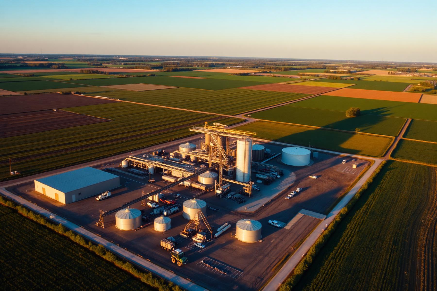 Aerial view of processing facility